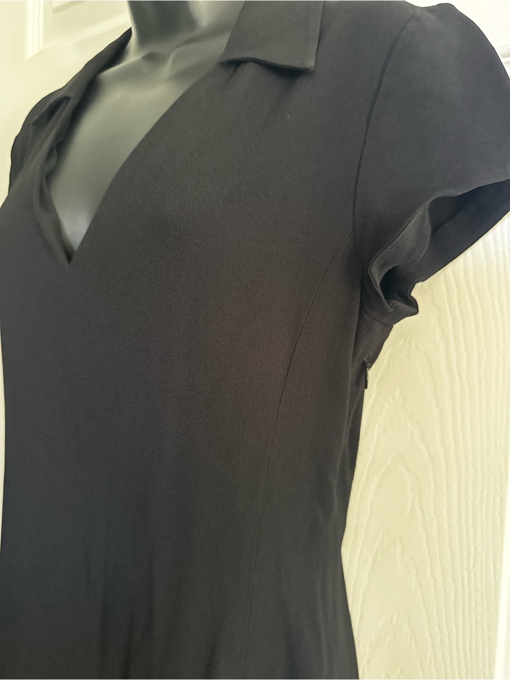 Theory Black V-Neck Short Sleeve Mini Dress - Picture 2 of 4